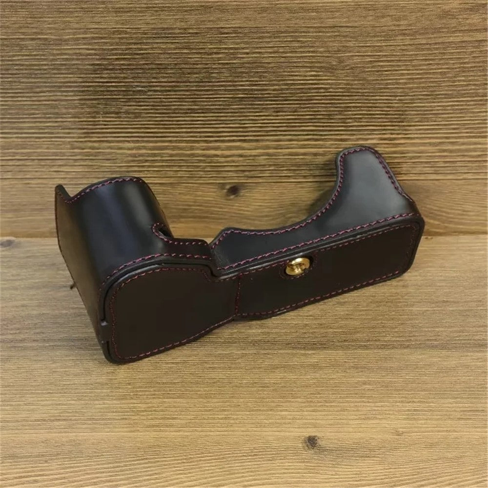For Sony A7C II / A7CR PU Leather Camera Bottom Cover Screw Design Half Body Case Anti-Scratch Protector
