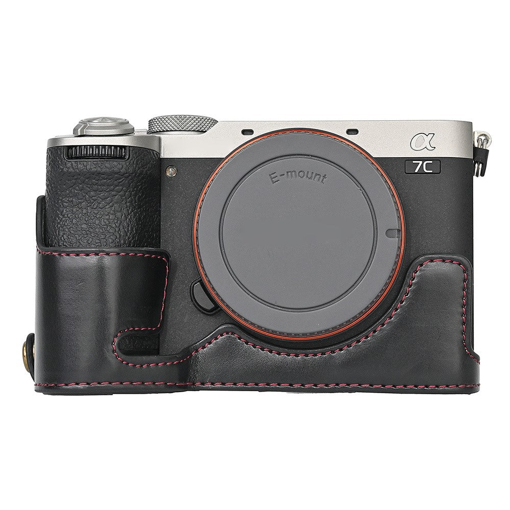 For Sony A7C II / A7CR Detachable Camera Bag PU Leather Battery Opening Case with Lens Bag