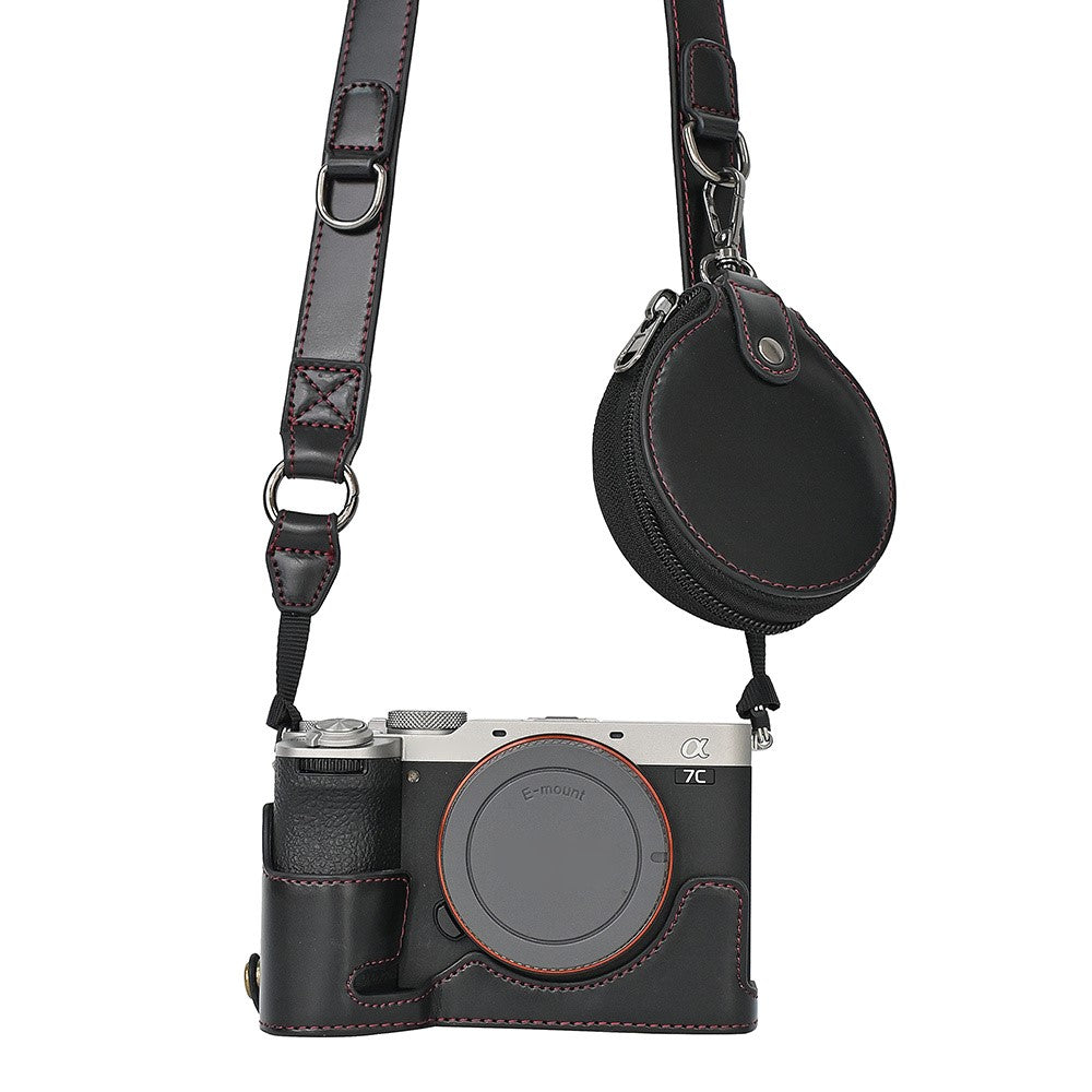 For Sony A7C II / A7CR Detachable Camera Bag PU Leather Battery Opening Case with Lens Bag