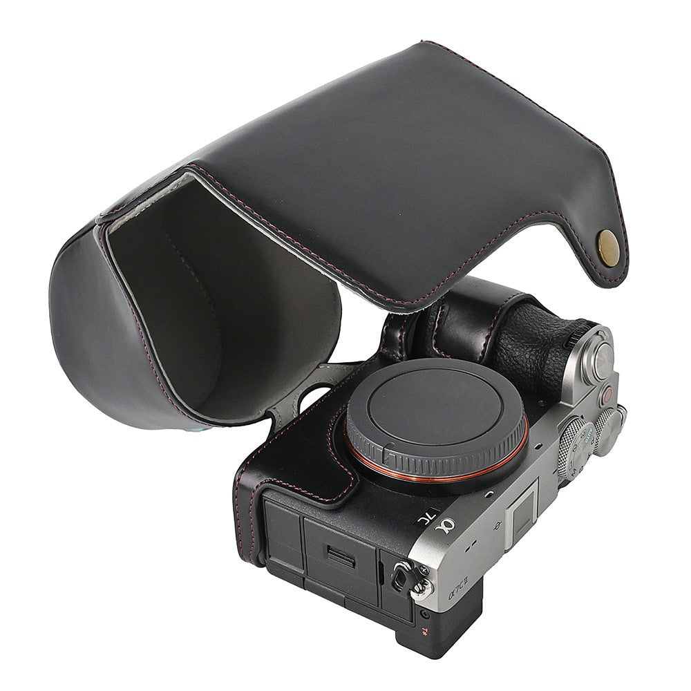 For Sony A7C II / A7CR Detachable Camera Bag PU Leather Battery Opening Case with Lens Bag