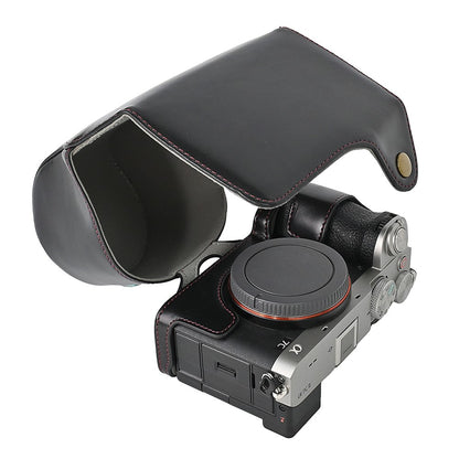 For Sony A7C II / A7CR Detachable Camera Bag PU Leather Battery Opening Case with Lens Bag