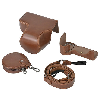 For Sony A7C II / A7CR Detachable Camera Bag PU Leather Battery Opening Case with Lens Bag
