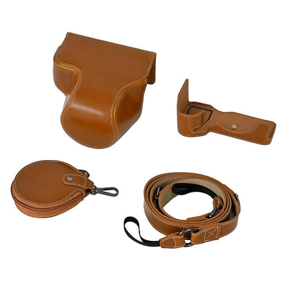 For Sony A7C II / A7CR Detachable Camera Bag PU Leather Battery Opening Case with Lens Bag