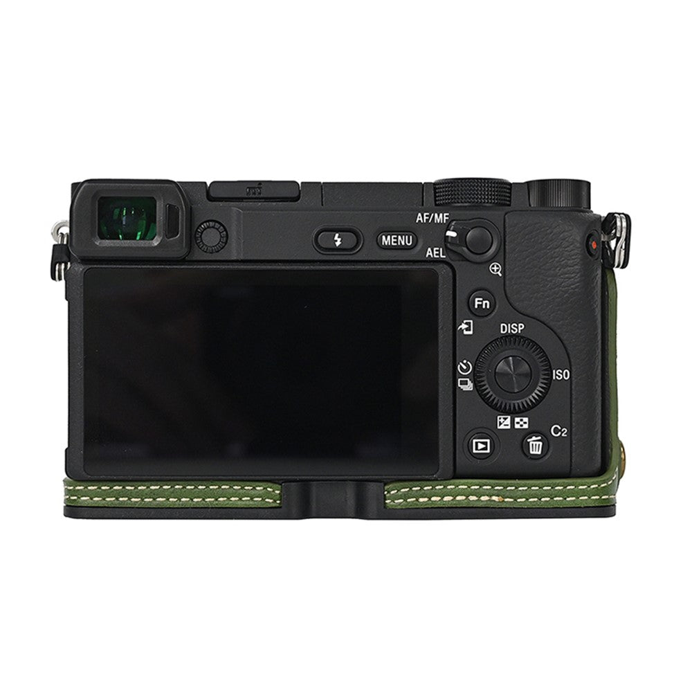 Camera Cover for Sony A6400 / A6300 / A6100 / A6000 Battery Opening Design PU Leather Half Body Bottom Case with Wrist Strap