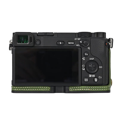 Camera Cover for Sony A6400 / A6300 / A6100 / A6000 Battery Opening Design PU Leather Half Body Bottom Case with Wrist Strap