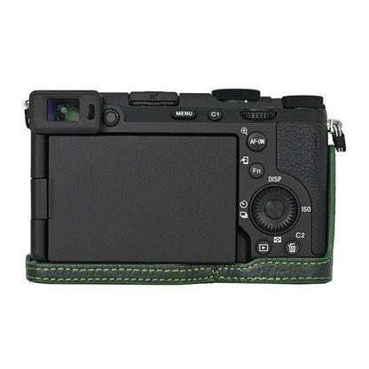 For Sony A7C II / A7CR Genuine Cow Leather Bottom Case Half Camera Cover with Battery Opening