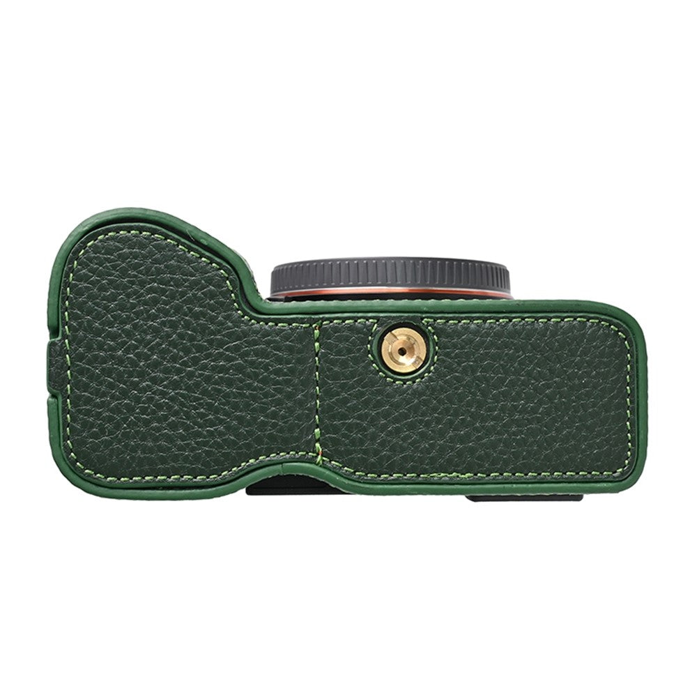 For Sony A7C II / A7CR Genuine Cow Leather Bottom Case Half Camera Cover with Battery Opening
