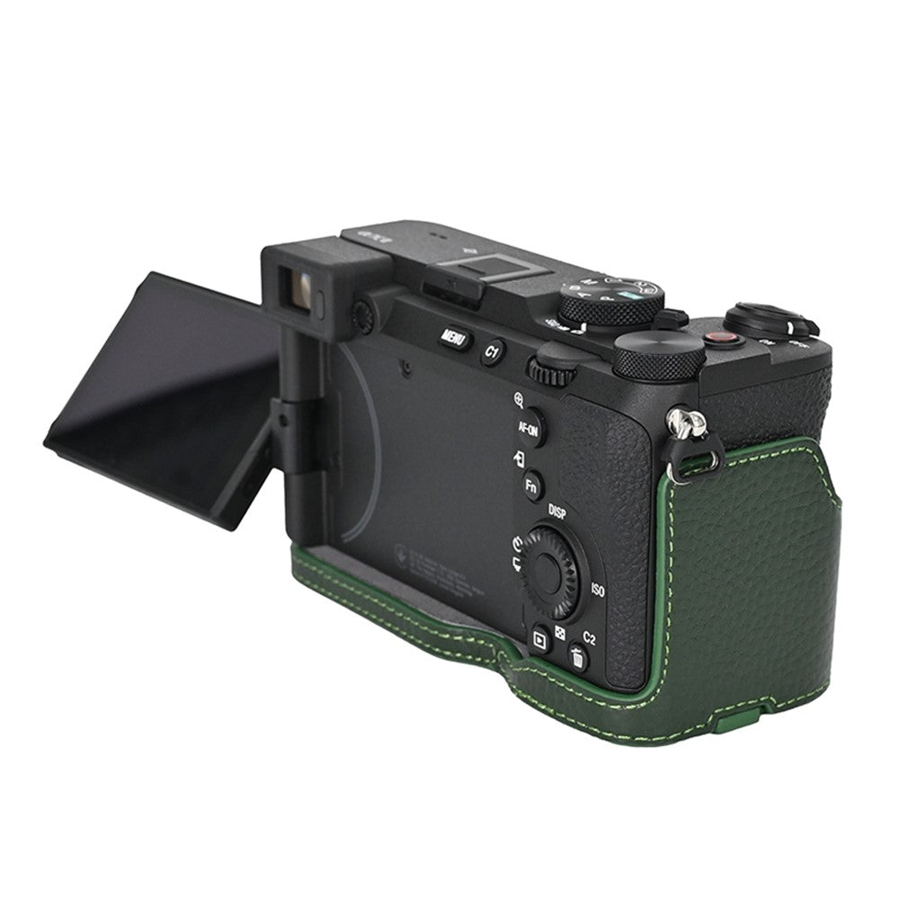 For Sony A7C II / A7CR Genuine Cow Leather Bottom Case Half Camera Cover with Battery Opening