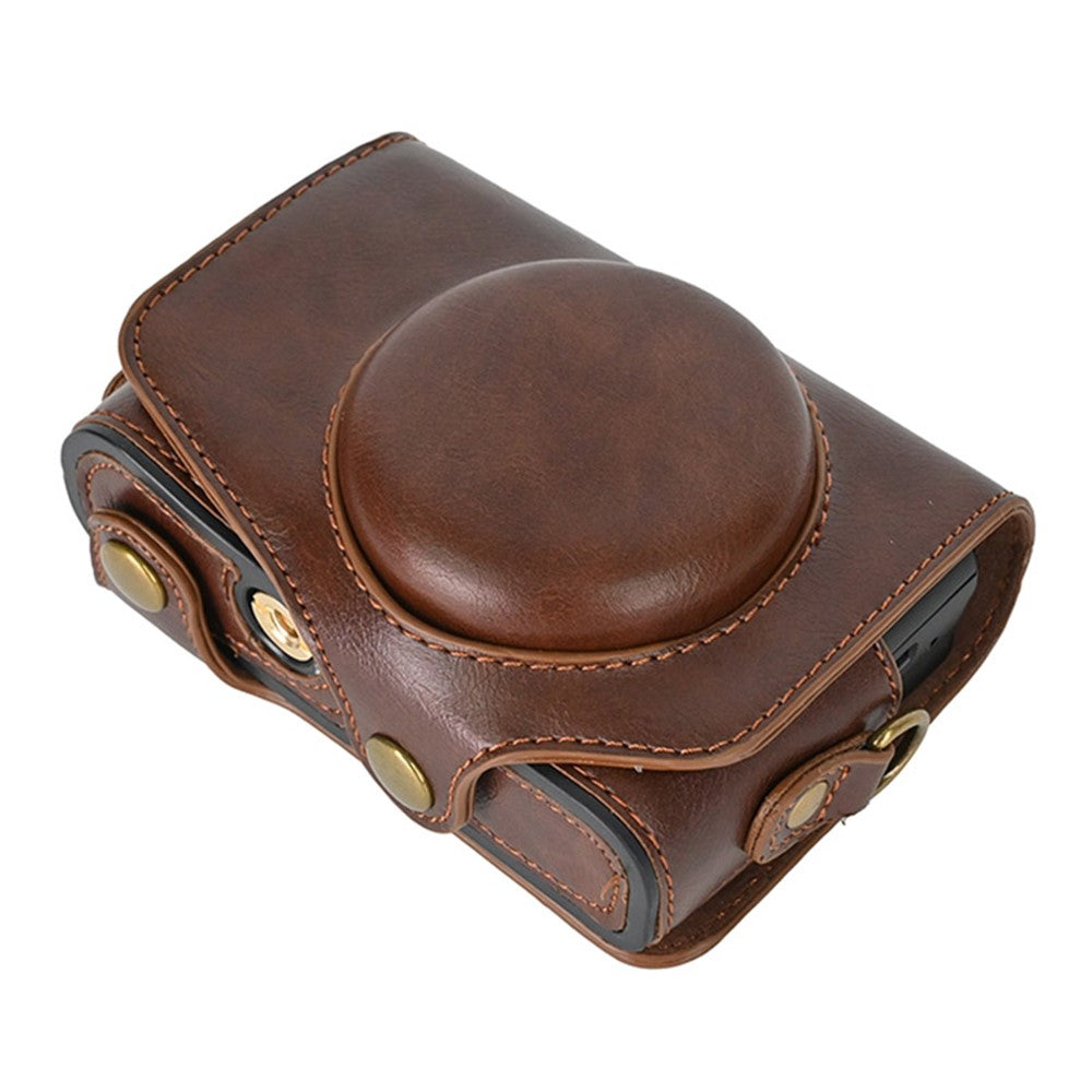 Camera Bag for Canon SX740 HS / SX730 / SX720 Camera Protective Cover PU Leather Digital Camera Bag with Shoulder Strap