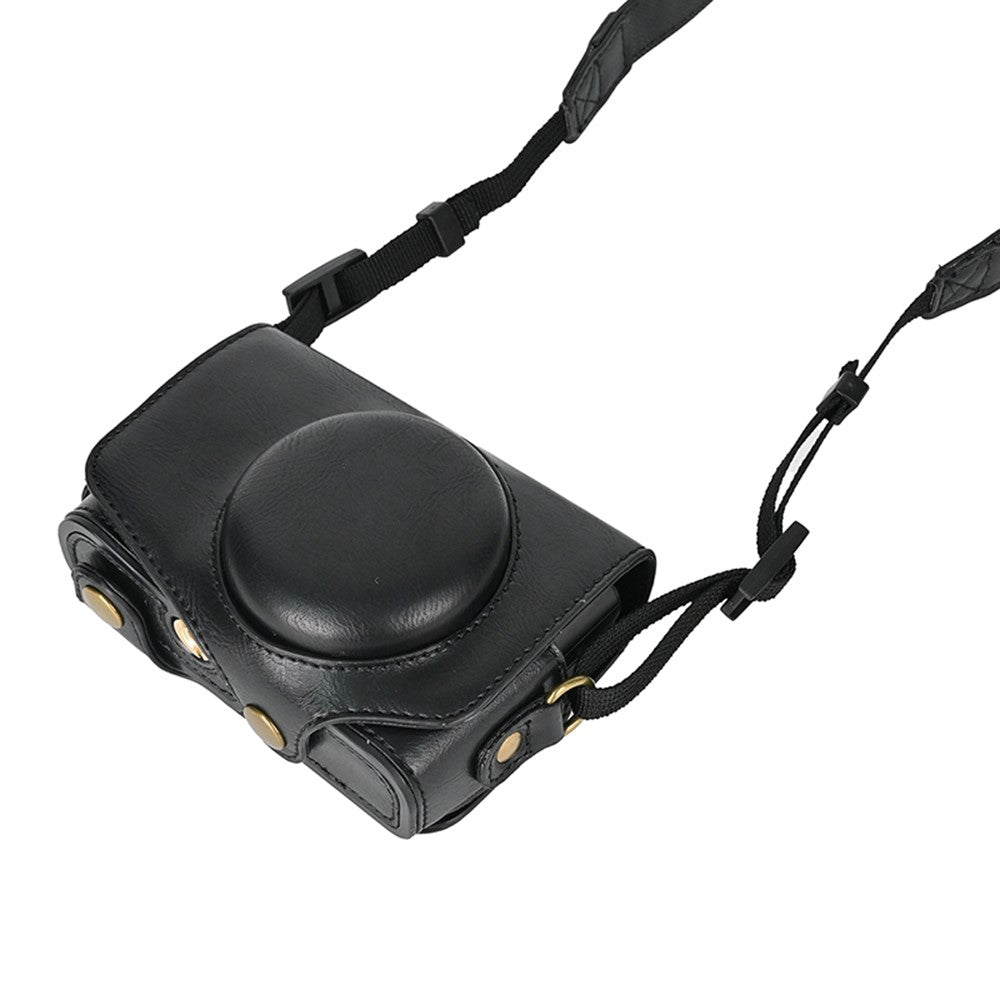 Camera Bag for Canon SX740 HS / SX730 / SX720 Camera Protective Cover PU Leather Digital Camera Bag with Shoulder Strap