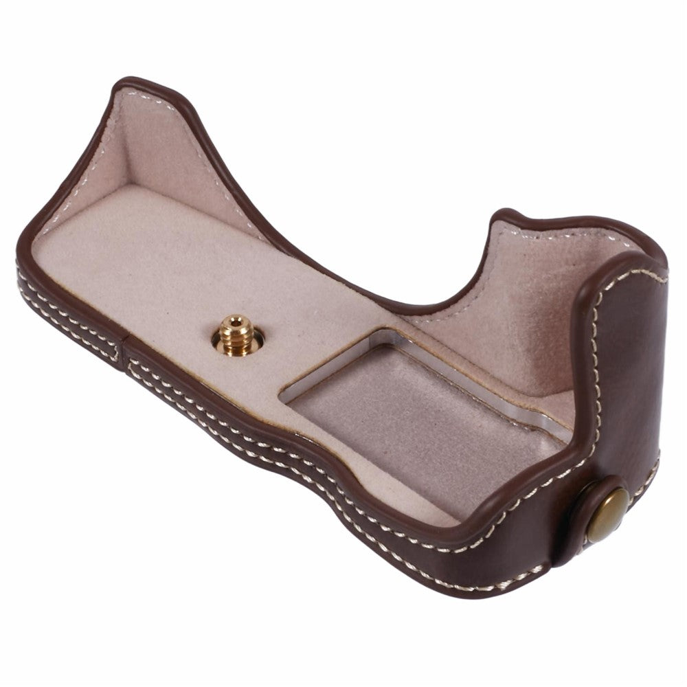 For Canon EOS R50 / R100 Camera Half Body Case PU Leather Bottom Cover with Screw
