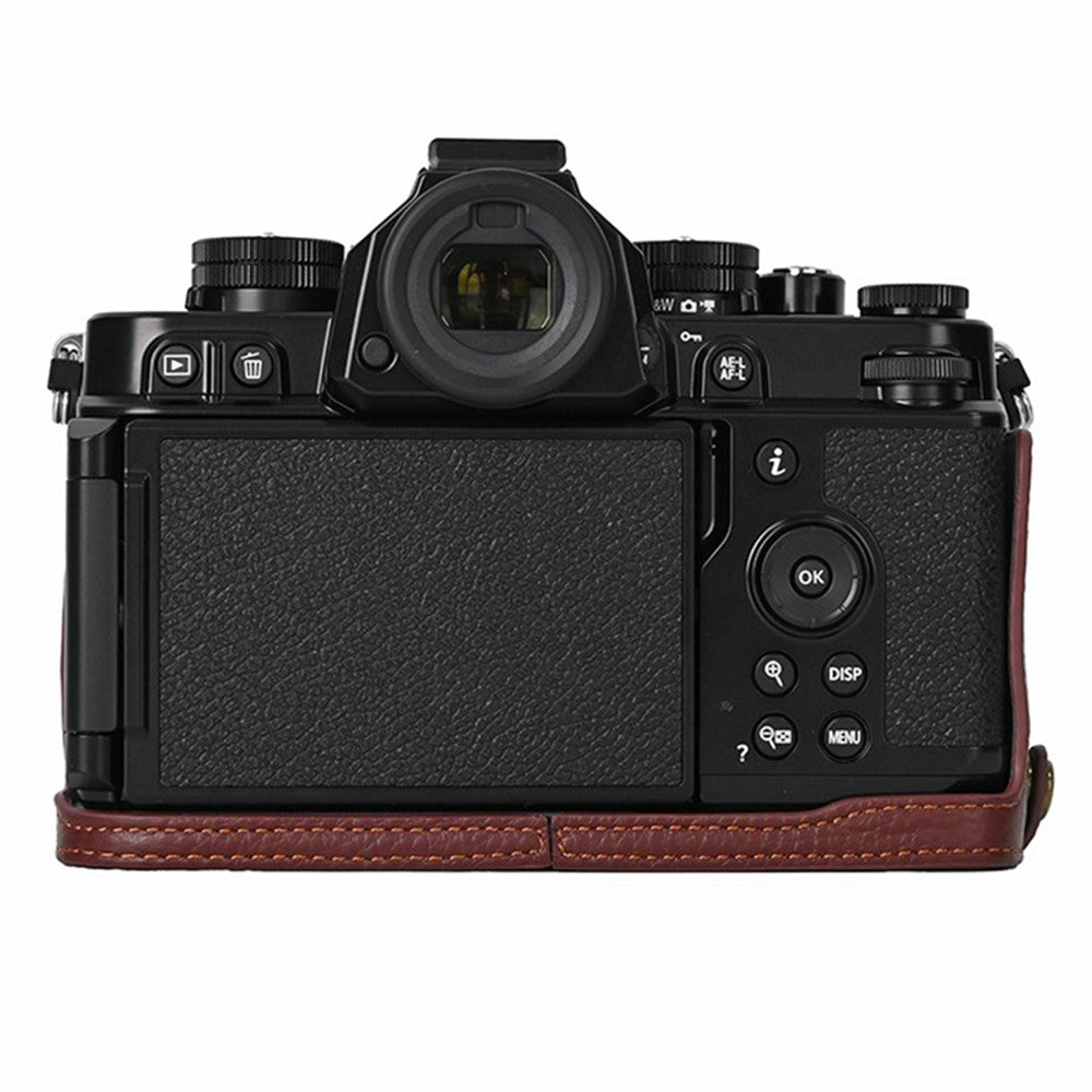 For Nikon Z f Genuine Cow Leather Bottom Case Half Camera Cover with Battery Opening