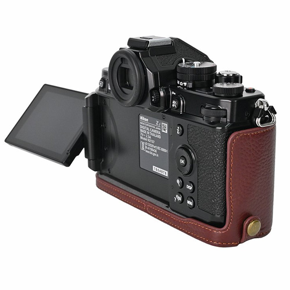 For Nikon Z f Genuine Cow Leather Bottom Case Half Camera Cover with Battery Opening