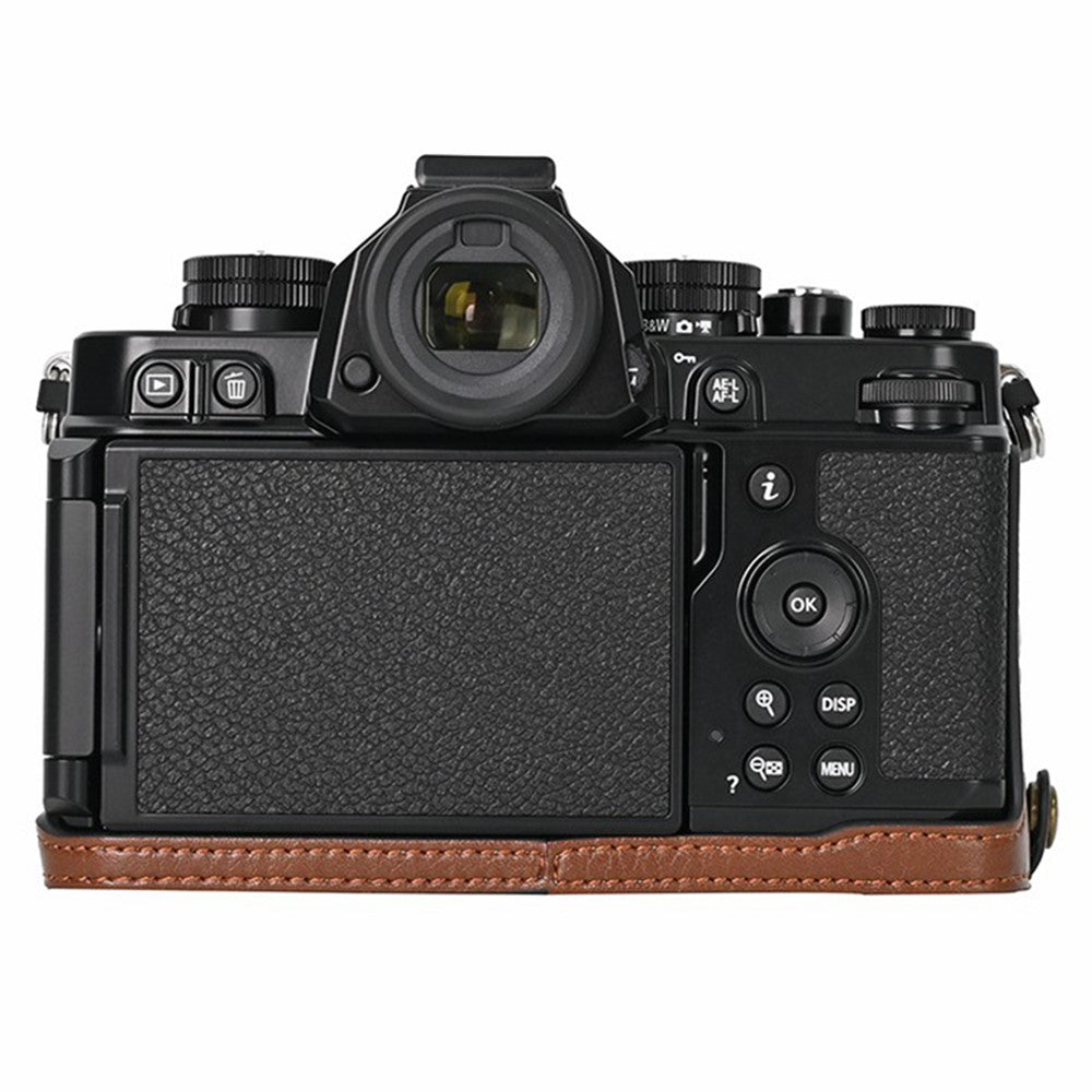 For Nikon Z f Tree Bark Leather Bottom Case Half Camera Cover with Battery Opening