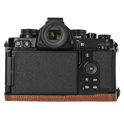 For Nikon Z f Tree Bark Leather Bottom Case Half Camera Cover with Battery Opening