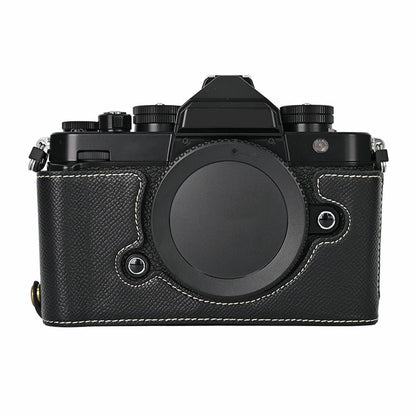 For Nikon Z f Battery Opening Design Palm Texture PU Leather Camera Cover Half Body Bottom Case
