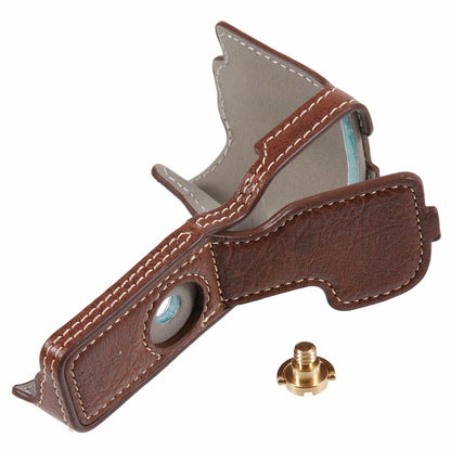 For Sony Alpha ZV-E10 Leather Camera Bottom Cover Buffalo Texture Half Body Case with Battery Opening