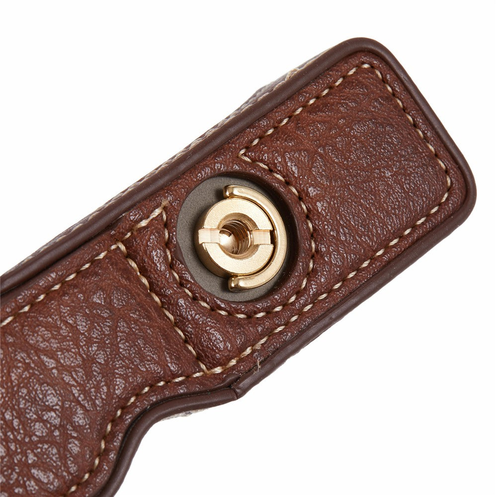 For Sony Alpha ZV-E10 Leather Camera Bottom Cover Buffalo Texture Half Body Case with Battery Opening