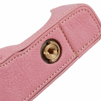 For Canon EOS M50 Mark II /  M50 / M5 Leather Camera Bag Half Body Case with Battery Opening Buffalo Texture- Pink