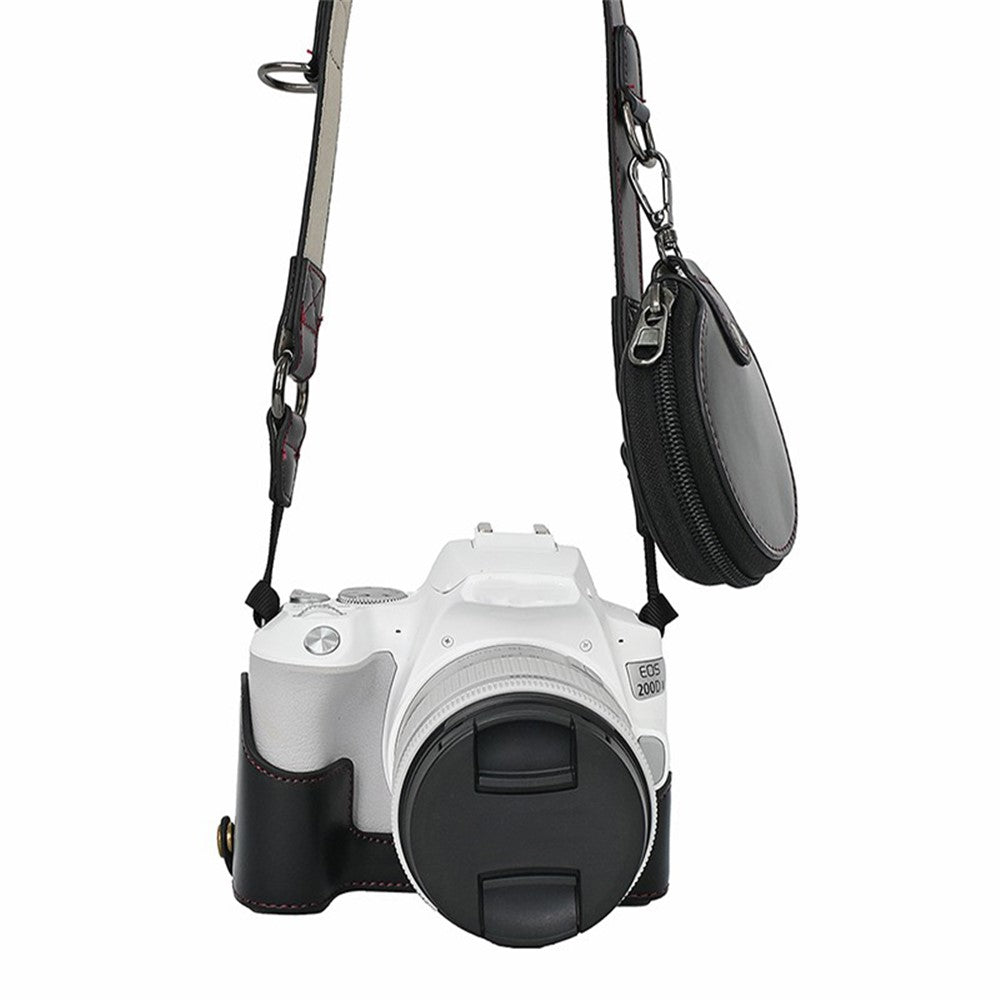 For Canon EOS 200D / 200D II Camera Bottom Case Leather Cover Easy to Change Battery