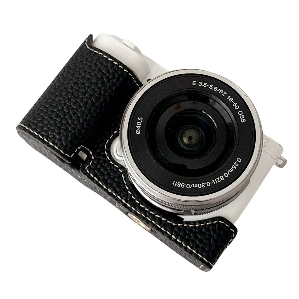 For Sony ZV-E10 Litchi Texture Leather Camera Bag Bottom Case with Battery Opening