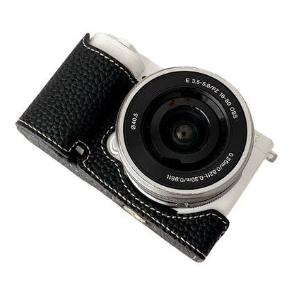 For Sony ZV-E10 Litchi Texture Leather Camera Bag Bottom Case with Battery Opening