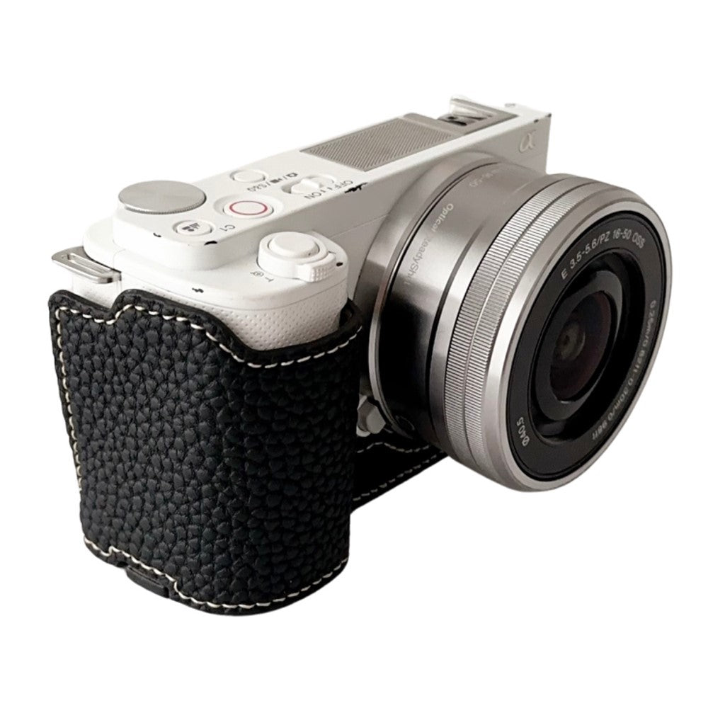 For Sony ZV-E10 Litchi Texture Leather Camera Bag Bottom Case with Battery Opening