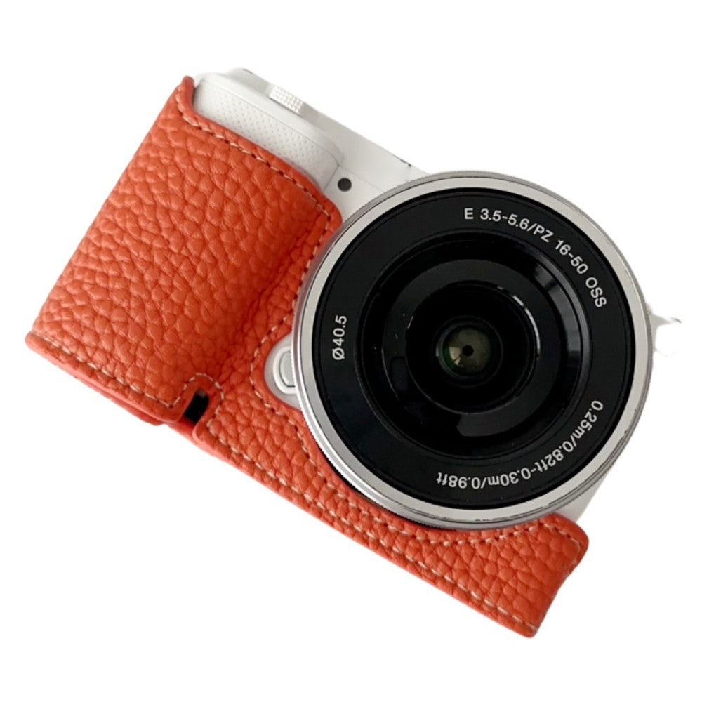 For Sony ZV-E10 Litchi Texture Leather Camera Bag Bottom Case with Battery Opening