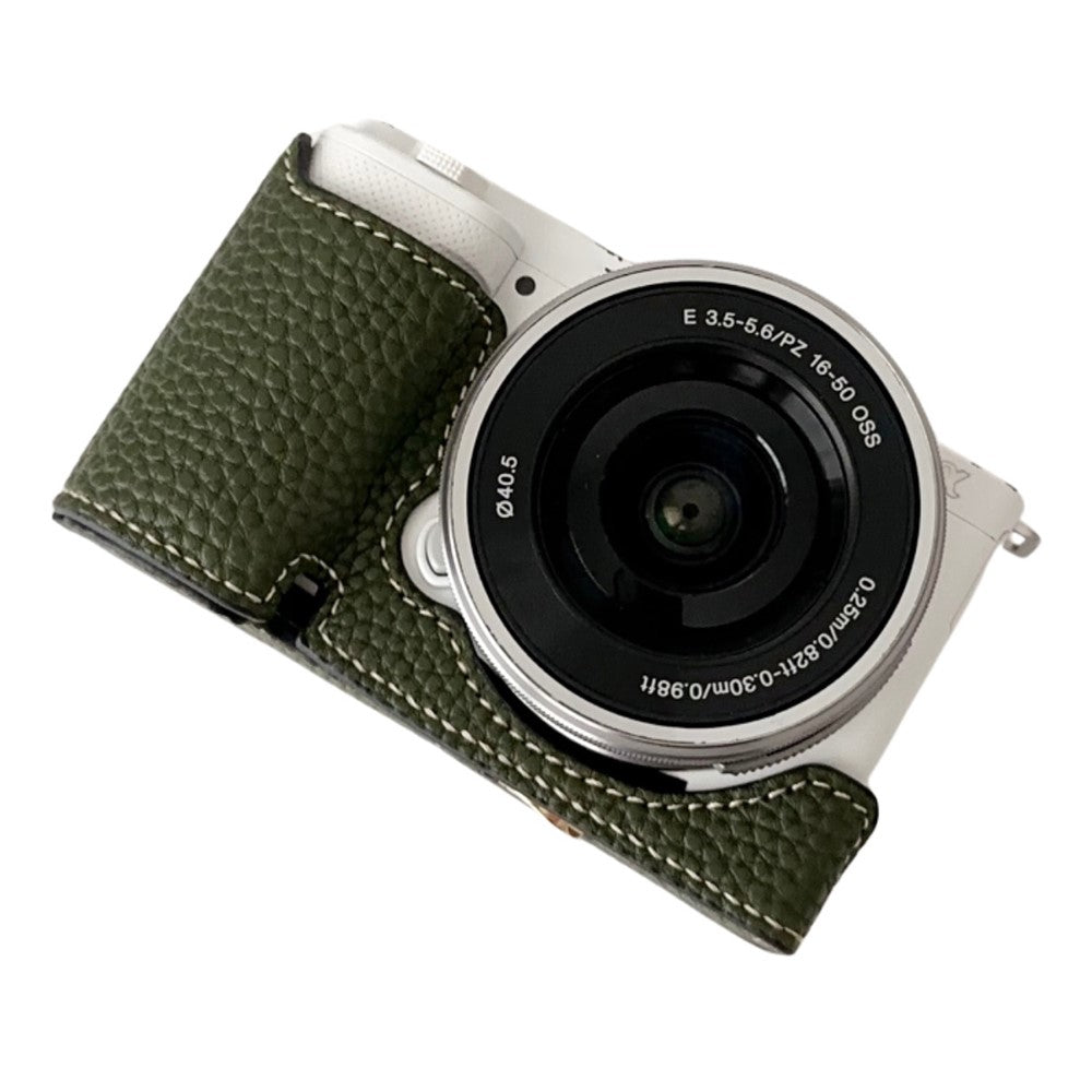 For Sony ZV-E10 Litchi Texture Leather Camera Bag Bottom Case with Battery Opening