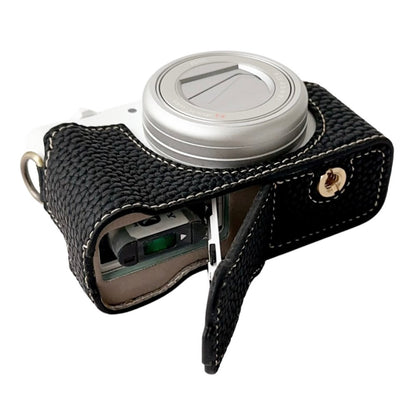 For Sony ZV-1 II / ZV-1M2 / ZV-1F Litchi Texture PU Leather Camera Bag Bottom Case Easy to Replace Battery