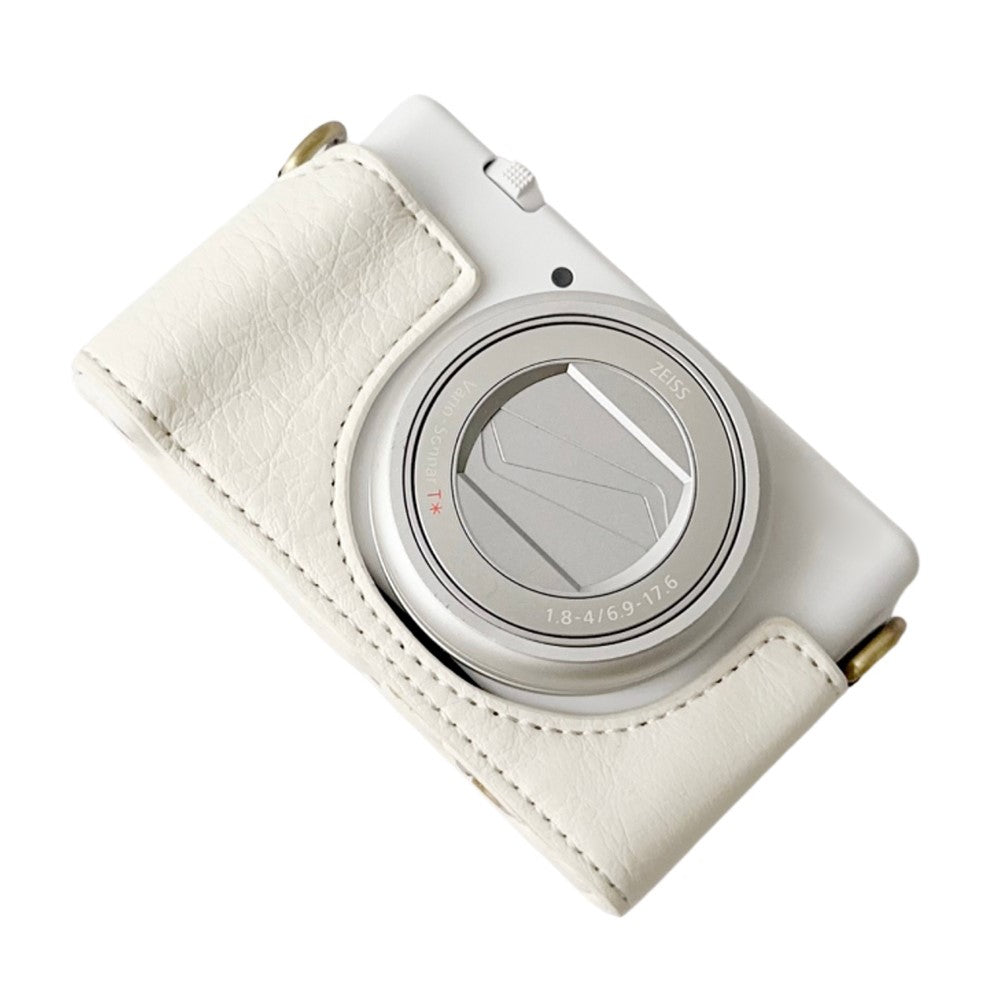 For Sony ZV-1 II / ZV-1M2 / ZV-1F Litchi Texture PU Leather Camera Bag Bottom Case Easy to Replace Battery