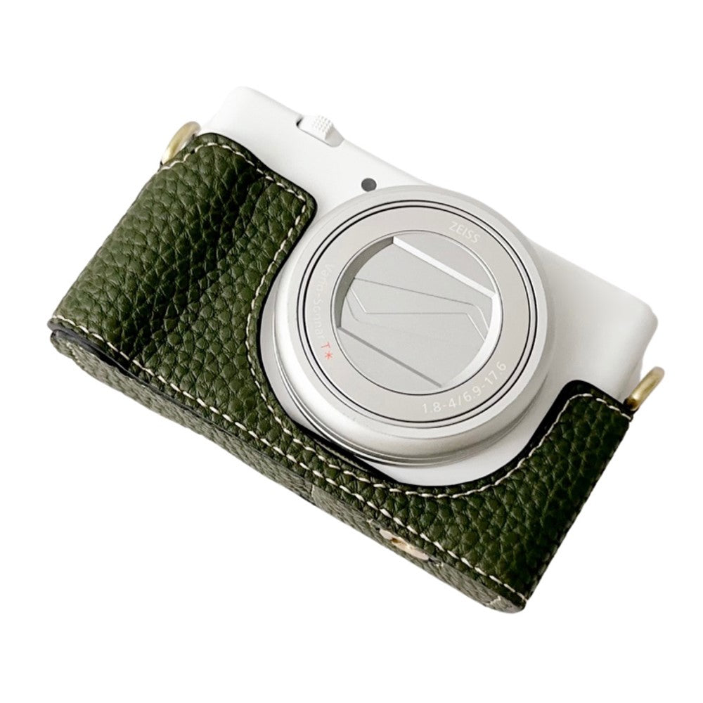 For Sony ZV-1 II / ZV-1M2 / ZV-1F Litchi Texture PU Leather Camera Bag Bottom Case Easy to Replace Battery