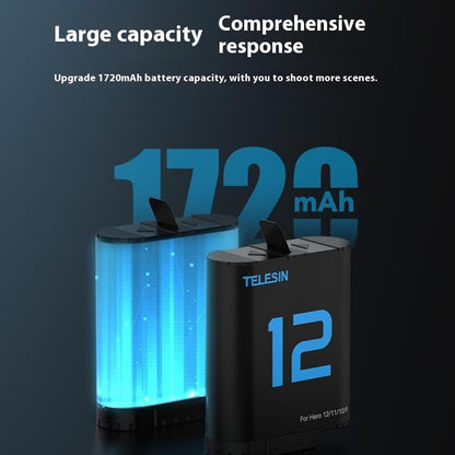 TELESIN S0-BCG-04-TGP For GoPro Hero 12  /  11  /  10  /  9 Portable Charging Case Kit with 2 Batteries