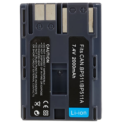 For Canon EOS 40D / 300D / 5D / 20D / 30D / 50D / 10D / G5 / G6 7.4V 2000mAh Camera Battery Pack Replacement Part (Encode: BP-511 / BP-511A) (without Logo)