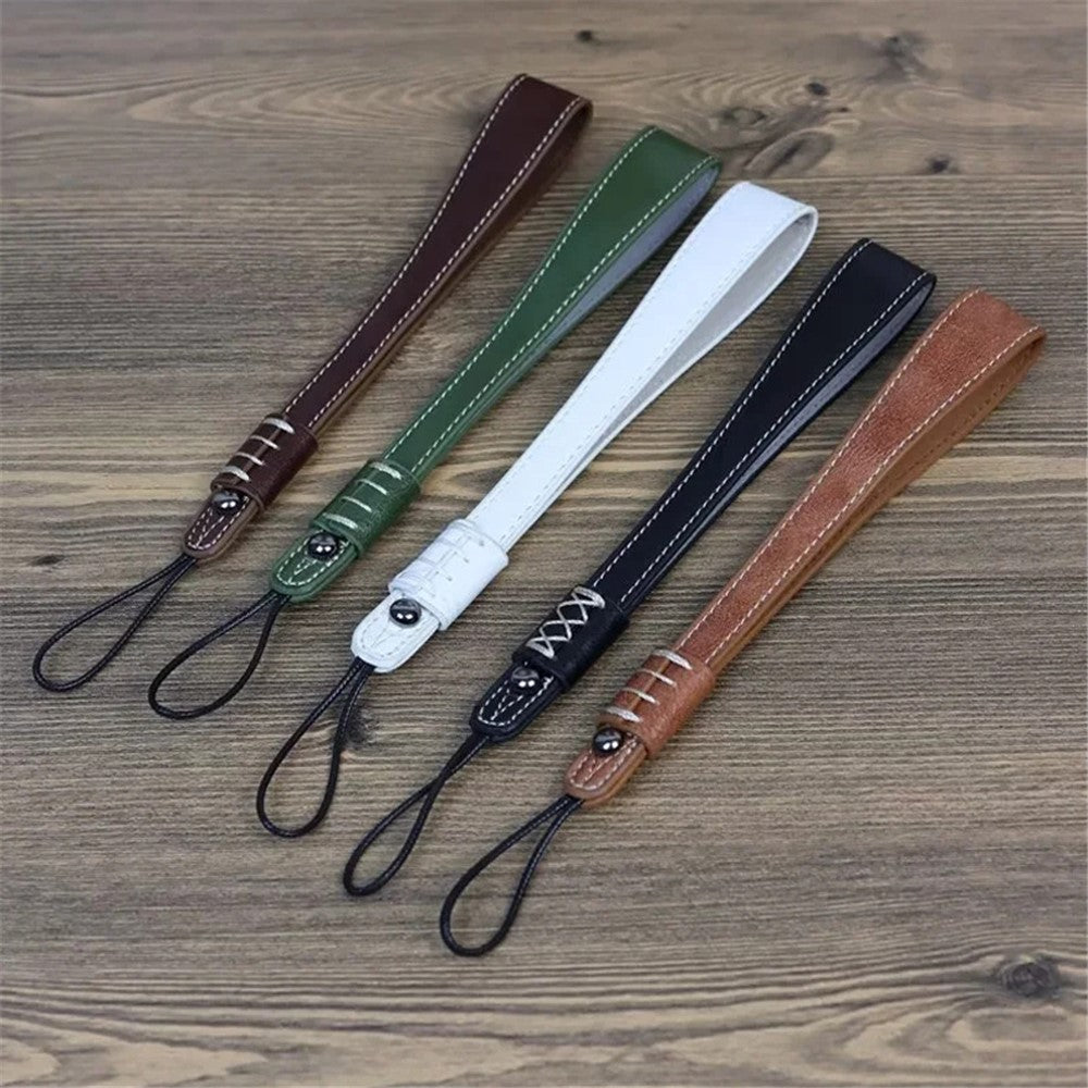 For Fuji / Canon / Nikon / Panasonic DSLR Camera 2mm Connector PU Leather Wrist Strap Hand Grip Rope