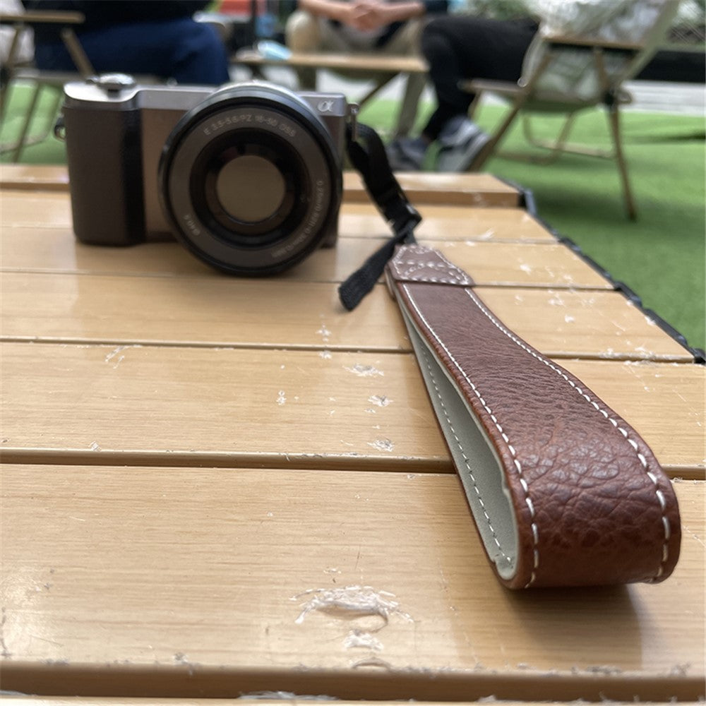 For Fujifilm Canon Nikon Panasonic SLR Camera PU Leather Hand Strap Buffalo Texture Wrist Rope
