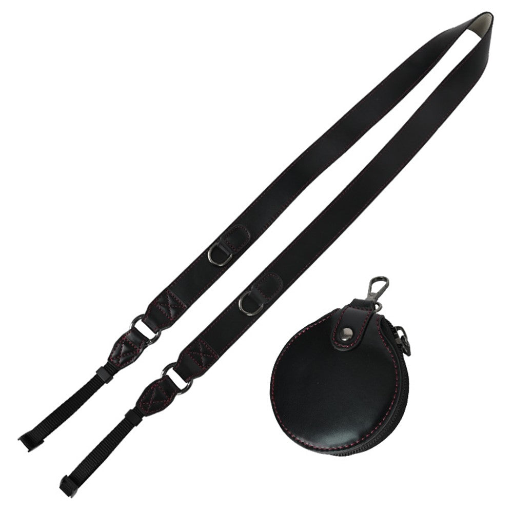 PU Leather Camera Carrying Strap SLR Camera Neck Shoulder Strap + Small Bag