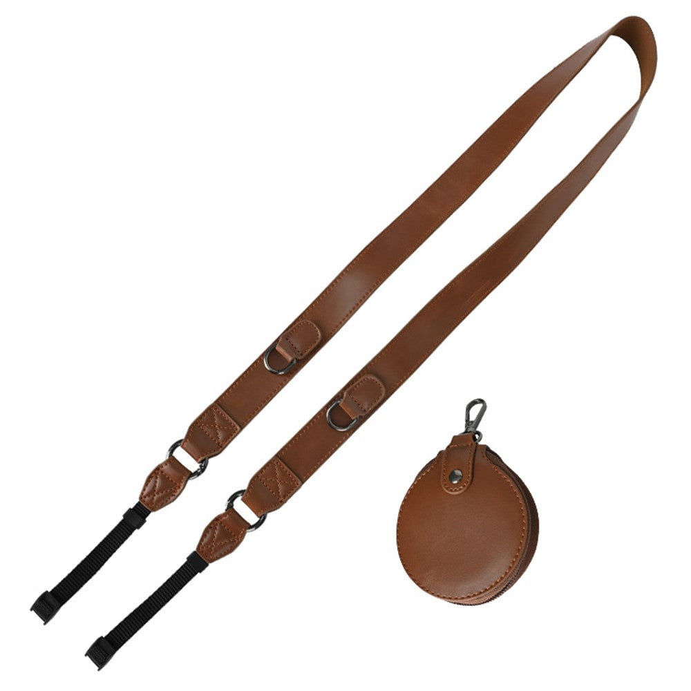 PU Leather Camera Carrying Strap SLR Camera Neck Shoulder Strap + Small Bag