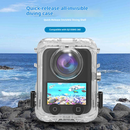 For DJI Osmo 360 Action Camera Waterproof Housing Magnetic Quick Release 60m Underwater Case with 2-Claw Design
