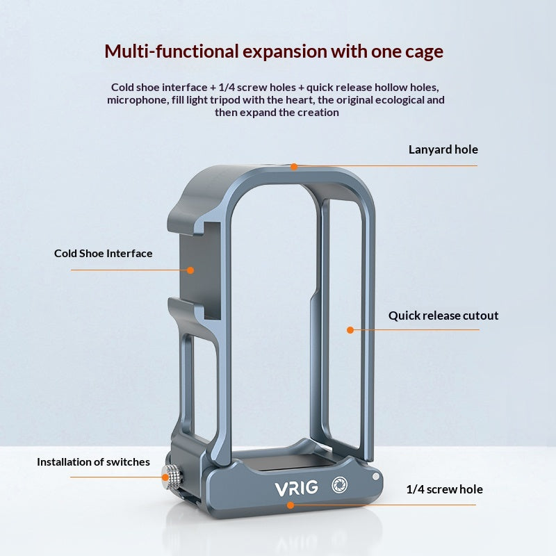 VRIG GA-16 For DJI Osmo Nano Aluminum Alloy Cage Action Camera Metal Protective Frame with Cold Shoe Mount