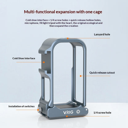 VRIG GA-16 For DJI Osmo Nano Aluminum Alloy Cage Action Camera Metal Protective Frame with Cold Shoe Mount