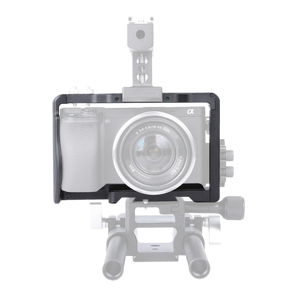 YELANGU C6-B Aviation Aluminum Frame Cage for Sony A6000/A6300/A6400/A6500 Quick Release Plate Base Protective Cover with Cold Shoe Adapter Camera Accessories