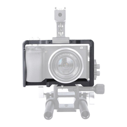 YELANGU C6-B Aviation Aluminum Frame Cage for Sony A6000/A6300/A6400/A6500 Quick Release Plate Base Protective Cover with Cold Shoe Adapter Camera Accessories