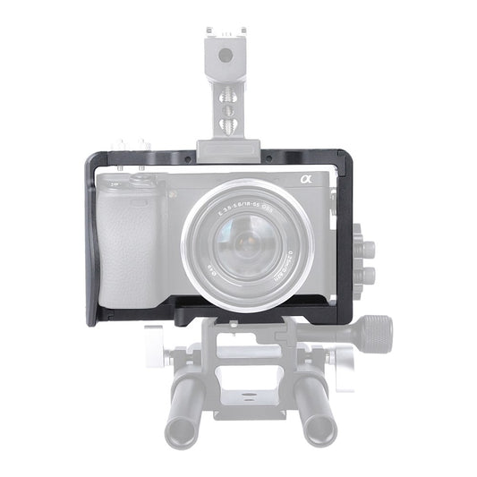 YELANGU C6-B Aviation Aluminum Frame Cage for Sony A6000/A6300/A6400/A6500 Quick Release Plate Base Protective Cover with Cold Shoe Adapter Camera Accessories