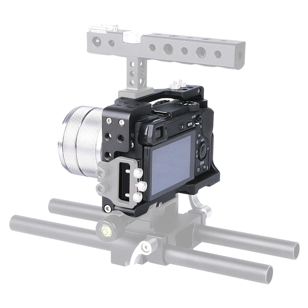 YELANGU C6-B Aviation Aluminum Frame Cage for Sony A6000/A6300/A6400/A6500 Quick Release Plate Base Protective Cover with Cold Shoe Adapter Camera Accessories