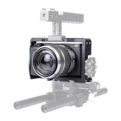 YELANGU C6-B Aviation Aluminum Frame Cage for Sony A6000/A6300/A6400/A6500 Quick Release Plate Base Protective Cover with Cold Shoe Adapter Camera Accessories