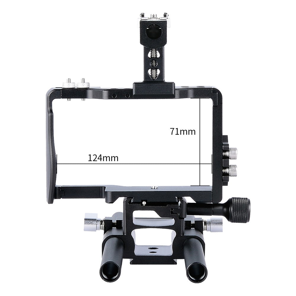 YELANGU C6 Aviation Aluminum Frame Cage Kit for Sony A6000/A6300/A6400/A6500 Quick Release Plate Base Protective Cover with Cold Shoe Adapter for Photography