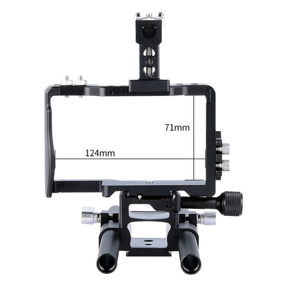 YELANGU C6 Aviation Aluminum Frame Cage Kit for Sony A6000/A6300/A6400/A6500 Quick Release Plate Base Protective Cover with Cold Shoe Adapter for Photography