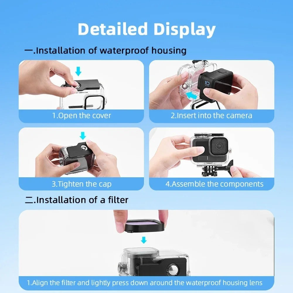 For GoPro Hero 12 / 11 / 10 / 9 Action Camera Lens Filter Diving Shooting Filter