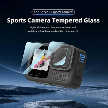 BRDRC 2 Set Tempered Glass Film for GoPro Hero 13 0.5mm Screen Protector + Lens Protector